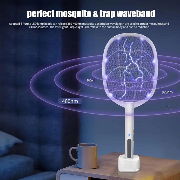 2 in 1 Electric Mosquito Racket With UV Light | USB Rechargable