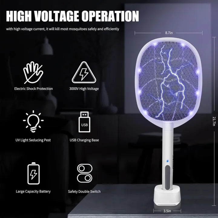 2 in 1 Electric Mosquito Racket With UV Light | USB Rechargable