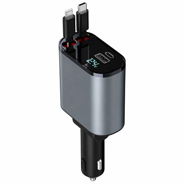 4-in-1 Retractable Car Mobile Charger