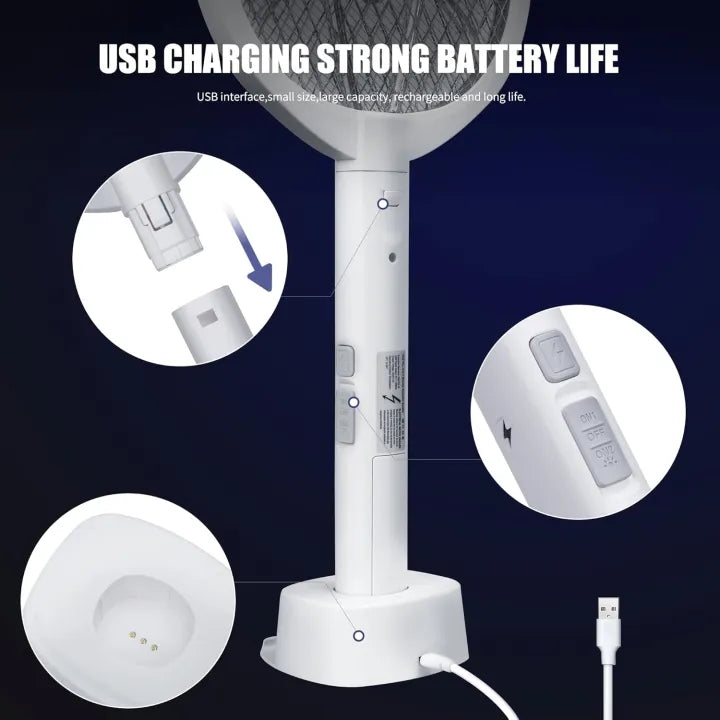 2 in 1 Electric Mosquito Racket With UV Light | USB Rechargable