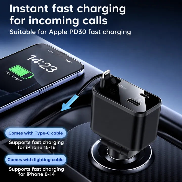 4-in-1 Retractable Car Mobile Charger