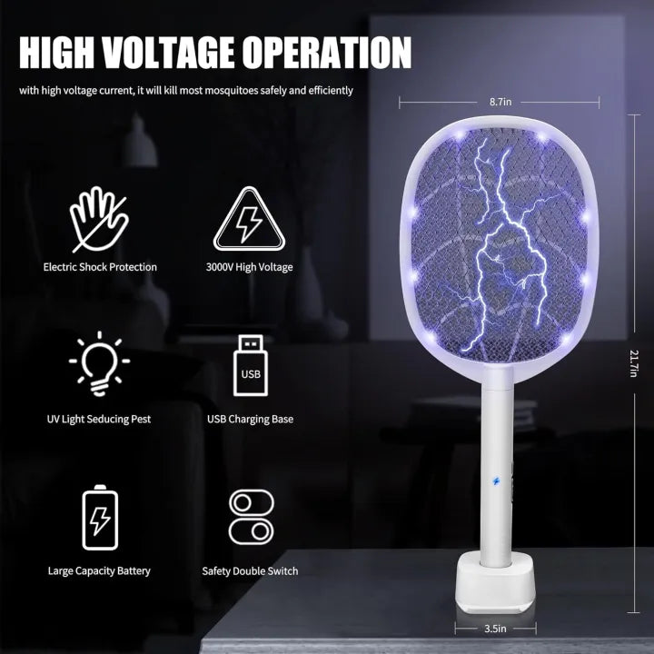 2 in 1 Electric Mosquito Racket With UV Light | USB Rechargable