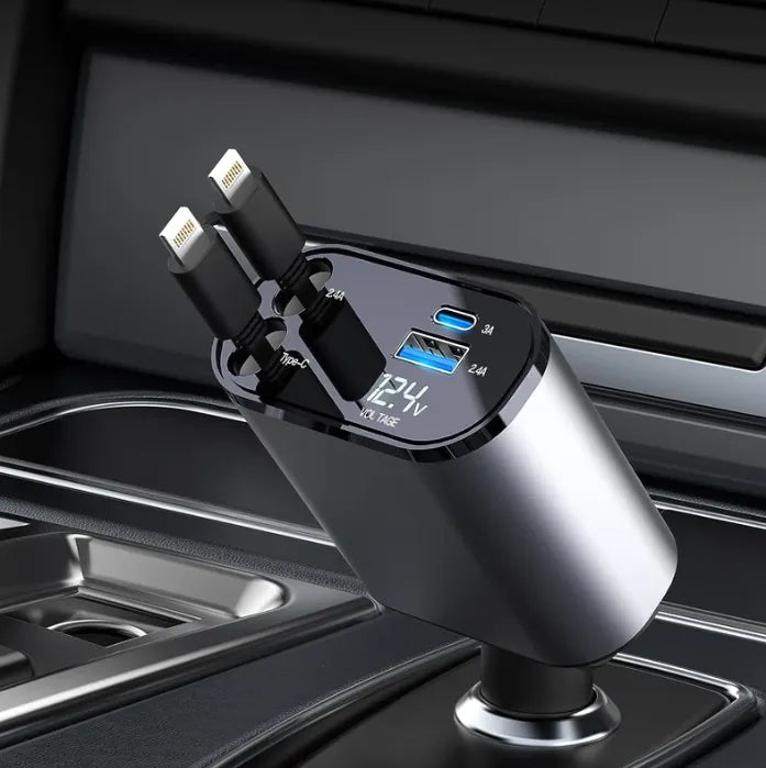 4-in-1 Retractable Car Mobile Charger